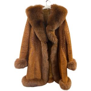 Luxurious Brown Fur-Trimmed Coat